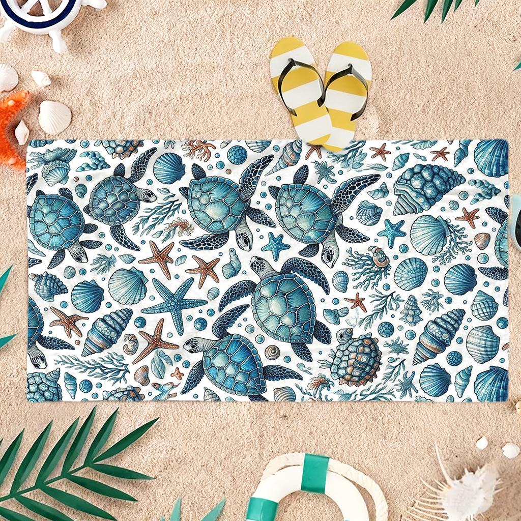 Seaside Vacation Elements Beach Towel Quick-drying Super Absorbent Suitable for Swimming Beach Pool Gym Summer Gift for Friends