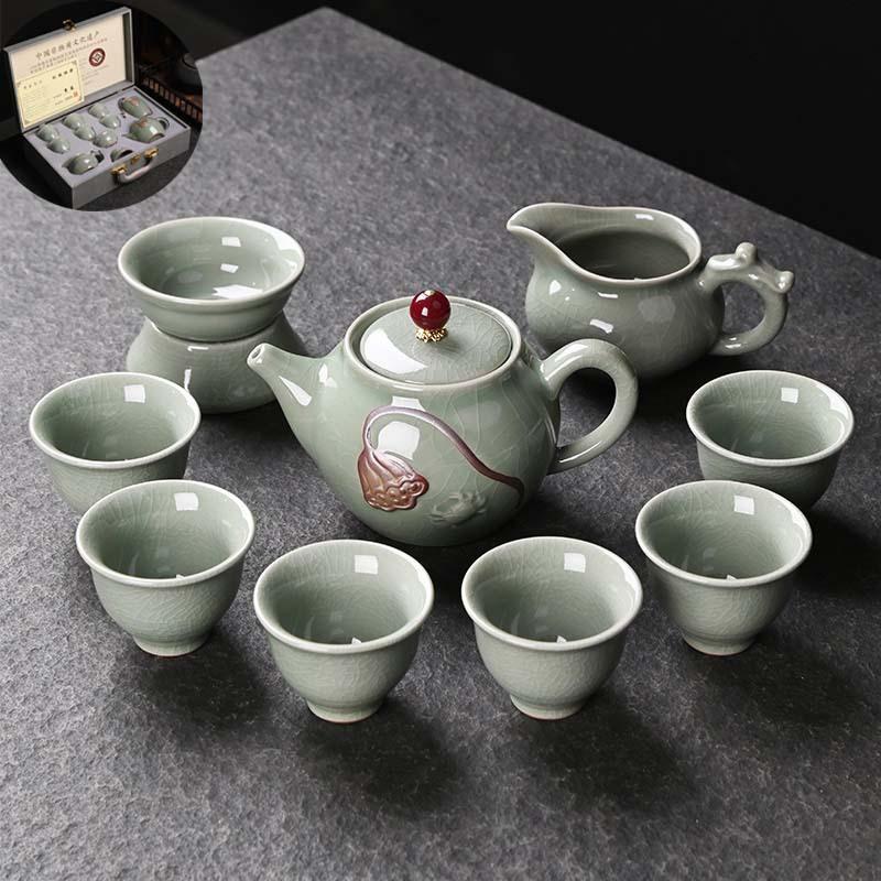 

Ретро Глазурь Килима Набор для чая Подарочный набор Бесплатная Керамика Кунг-фу Полный набор Деловой чайный набор Легкая роскошь