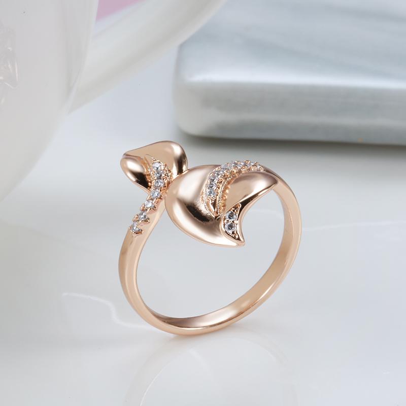 Trendy  Rose Gold Crystal Flower Rings For Women Luxury Natural Zircon Accessories Bride Wedding Fine Daily Jewelry