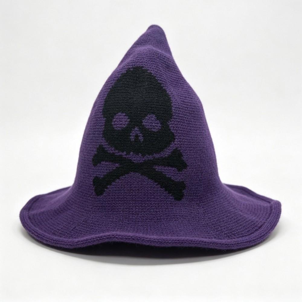 Vintage Witch Hat Halloween Wool Knit Hat Fashion Coseplay Accessories for Women