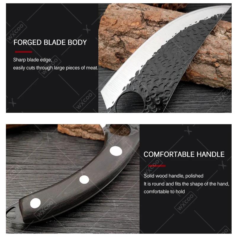 WXCOO Kitchen Boning Knife Butcher Knife Multifuntional Bottle Opener Hand-forged Chef Knife For Cooking Household Wooden Handle