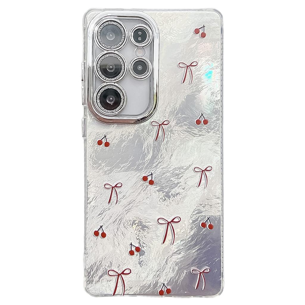 For Samsung Galaxy S25 Ultra Case Bowknot Pattern Design IMD PC+TPU Phone Back Cover with Glass Lens Film