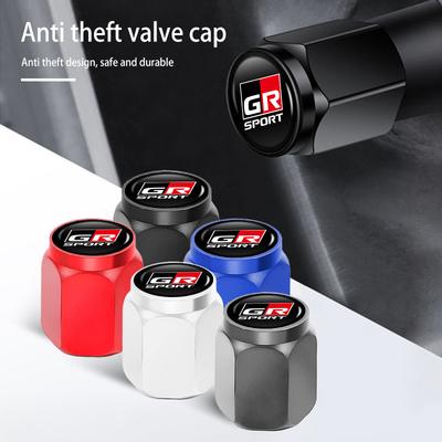 4PCS Car Logo Metal Wheel Tire Valve Cover Cap Auto Styling Accessories For GRsport Yaris Corolla Rav4 CHR Auris Cruiser