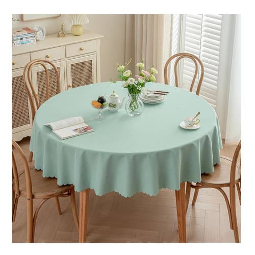 GOEXCPL Round Tablecloth, Water-Repellent, Solid Color, Waterproof, Oil-Resistant, Stain-Resistant, Stylish, Thick, Decorative, Event, Dining, White O