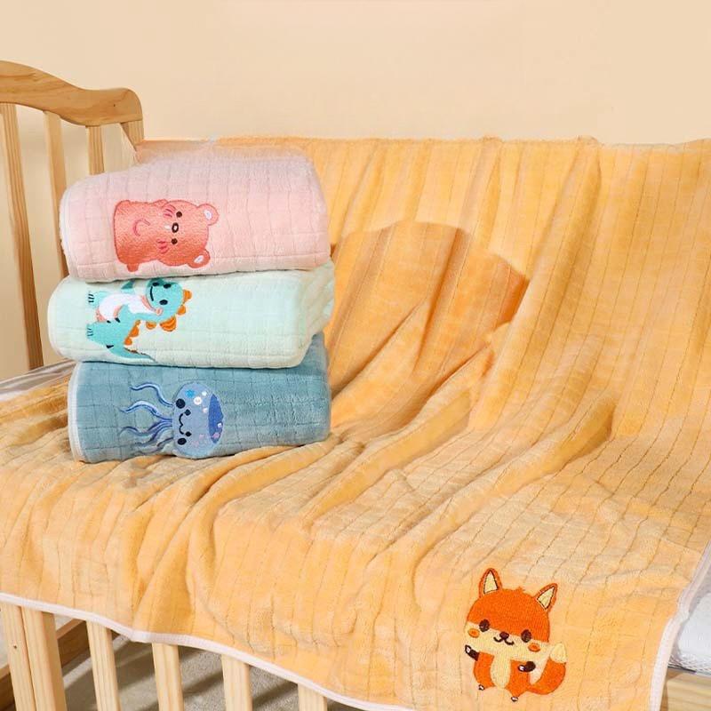 Ultra-Soft Quick-Dry Baby Bath Towel & Blanket - Coral Fleece, Thickened, No Shedding