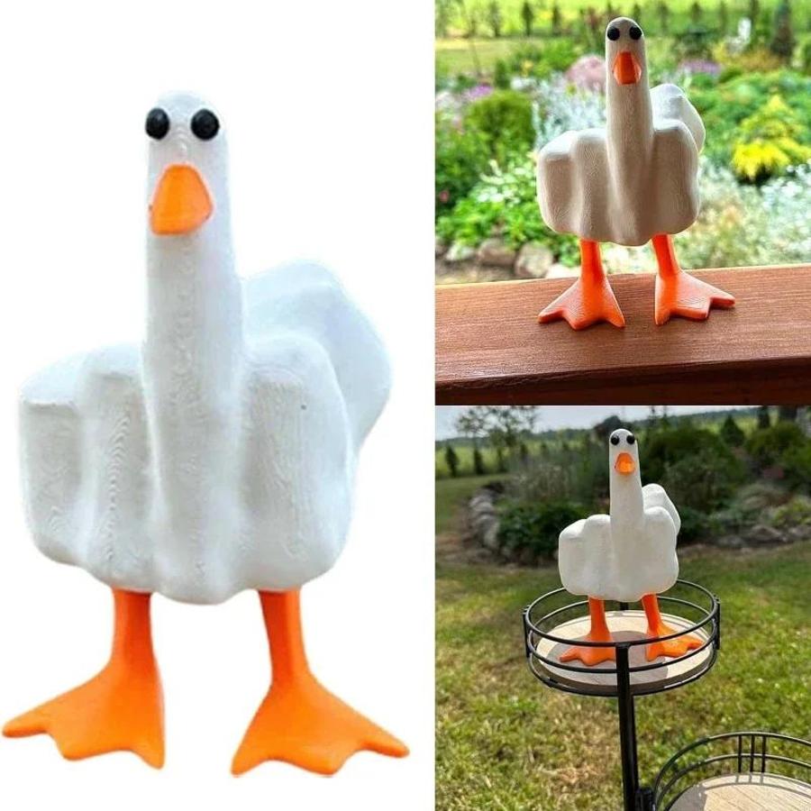 1 Stück Ente Lustig Kreativ Mittelfinger Enten Hausdekoration Statue Harz Handwerk Garten Hof Und Mikro Landschaft Figuren