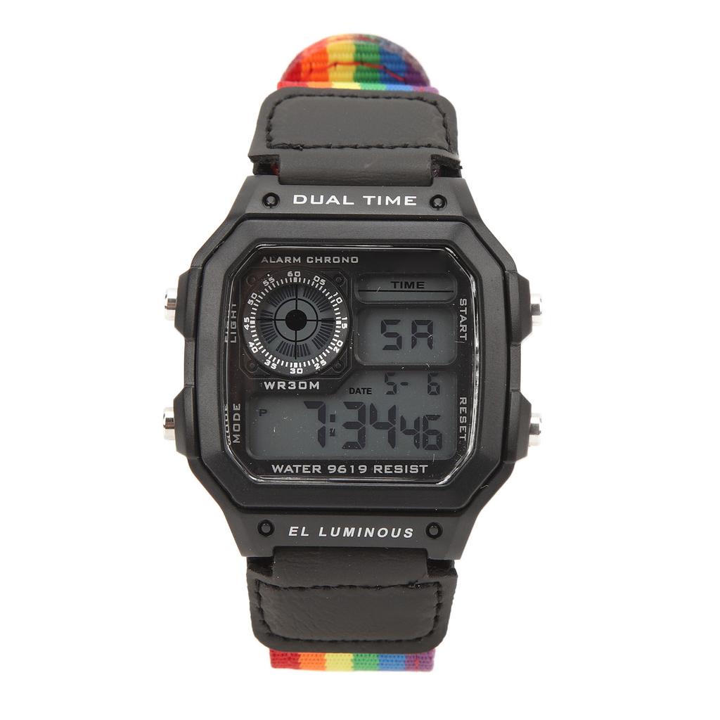 Digital Chronograph Watch Luminous Waterproof Multi Function Retro Style Square Electronic Watch 6 Colors