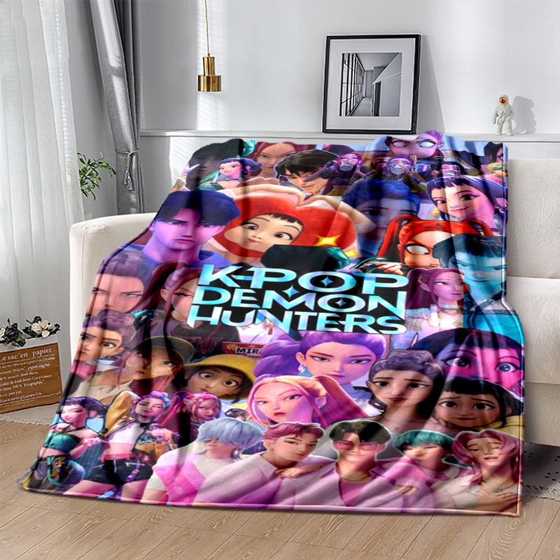 1pc Kpop Demon Hunters print blanket soft bedding sofa bedroom home decor fan goods q82