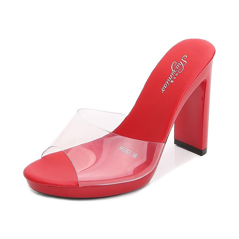 

Женские летние туфли-манекены для показа, пикантные черные босоножки на высоком каблуке на шпильке, серия 9053, каблук 11 см, платформа LFD 1,5 см 43 красный
