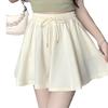 Women's Summer 2025 Gray Ballet-Style High-Waisted A-Line Wide-Leg Loose Casual Shorts