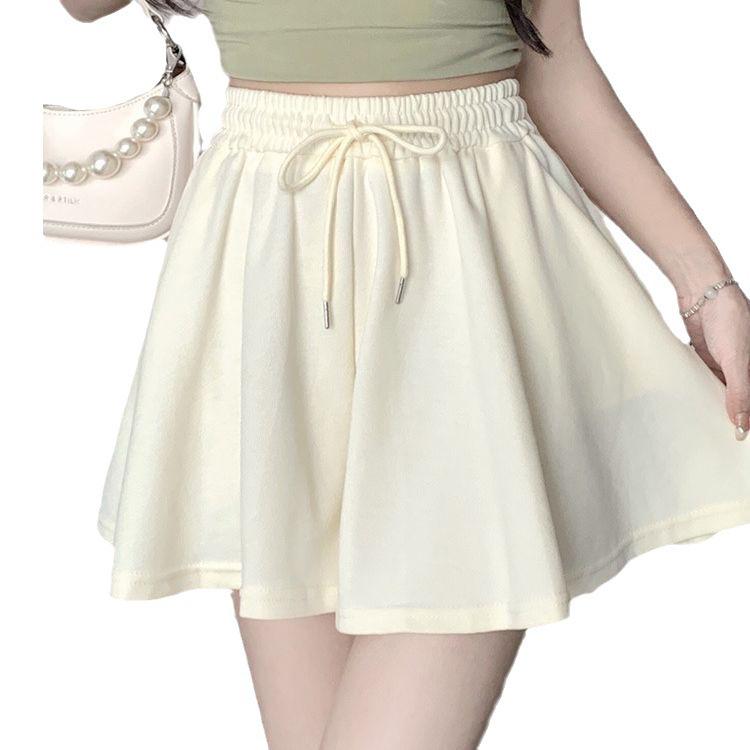 Women's Summer 2025 Gray Ballet-Style High-Waisted A-Line Wide-Leg Loose Casual Shorts