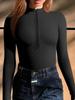 Body Sexy Manica Lunga Vestibilità Aderente Costine Monopezzo Zip Frontale Body Donna Nuovo Tipo Stretto Moda Body Femminili