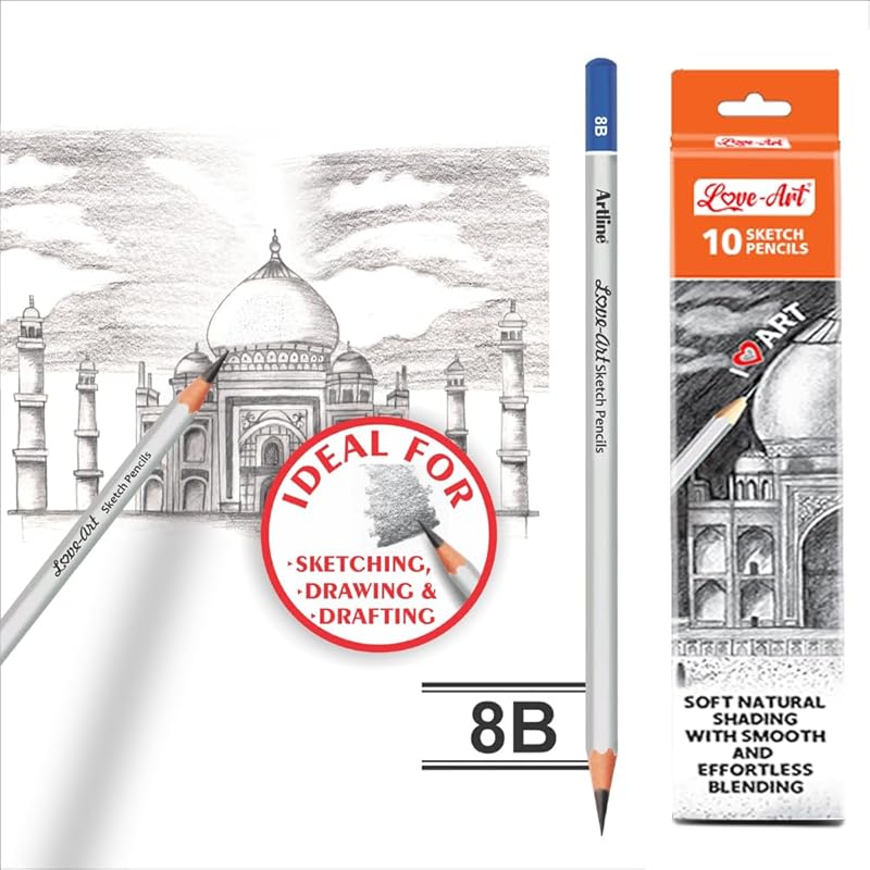 

Artline Love Art Sketch Pencils 8B Set Of 10 In Quantity 2 | Ideal For Extremely Dark And Rich Lines, As Well As Smooth 21
