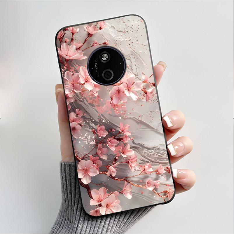 Printed Phone Case For Nokia 110 4G 2024/HMD 110 4G/Nokia 125 4G 2024 Soft Silicone Black Shell Cover Cute Flower Cartoon Casing