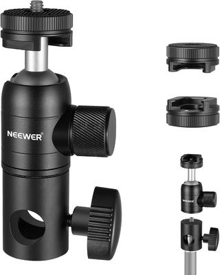 NEEWER Light Stand Mount Adapter with Cold Screw Mini Ball Reversible Mounting Plate for Camera Monitor Ring Compatible with Flat Head Light Boom and