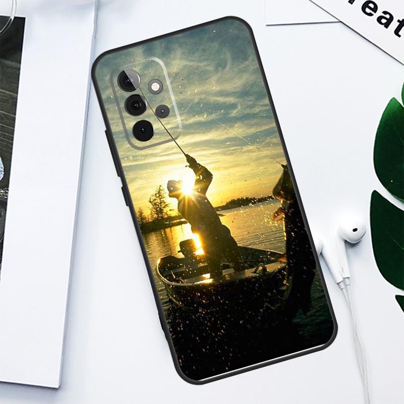Bass Fishing Lake Sunset Fisherman For Samsung Galaxy A13 A53 A33 A54 A34 A14 A55 A35 A15 A05 A06 A16 A22 A32 A52 Phone Case