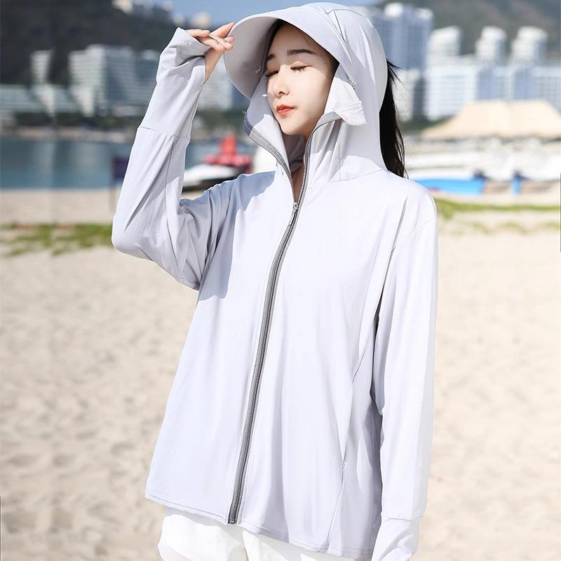 Women's UPF 50+ Detachable Large Brim Sun Protection Jacket - Ice Silk, Breathable, Spring/Summer Sunscreen Clothing