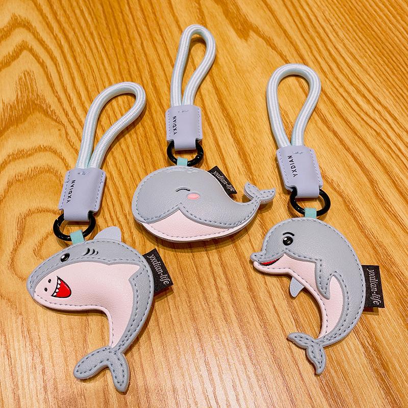 High Quality Blue Dolphin Shark Doll Keyrings Ornament Multipurpose Backpack Pendant With Lanyard Keychain