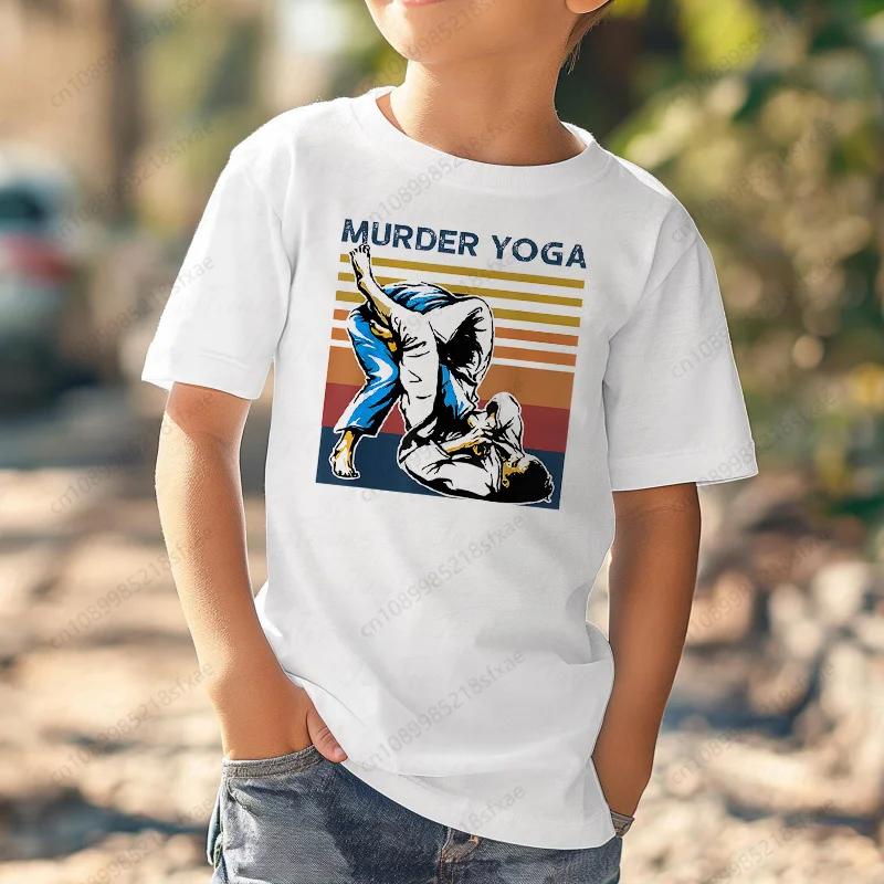 Рашгард Джиу-джитсу Murder Yoga Kid Повседневная детская футболка с новым принтом Футболка для девочек с коротким рукавом и круглым вырезом Летние топы Футболка