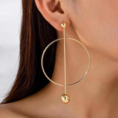 Geometric Large Round Stud Earrings for Women - Simple and Stylish, Perfect for Street Style Trends