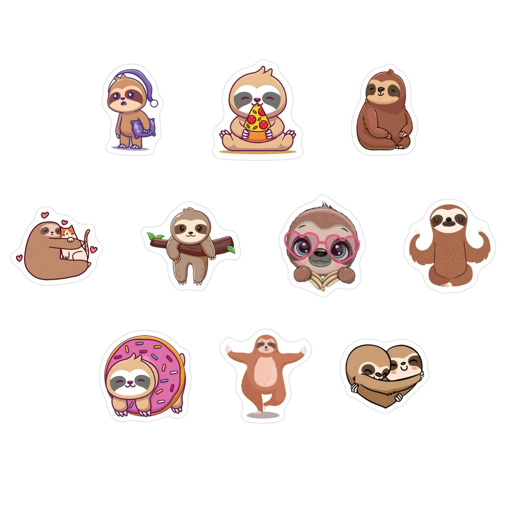 500/roll Cartoon Sloth Roll Sticker Cute Animal Children DIY Skateboard Suitcase Roll Sticker
