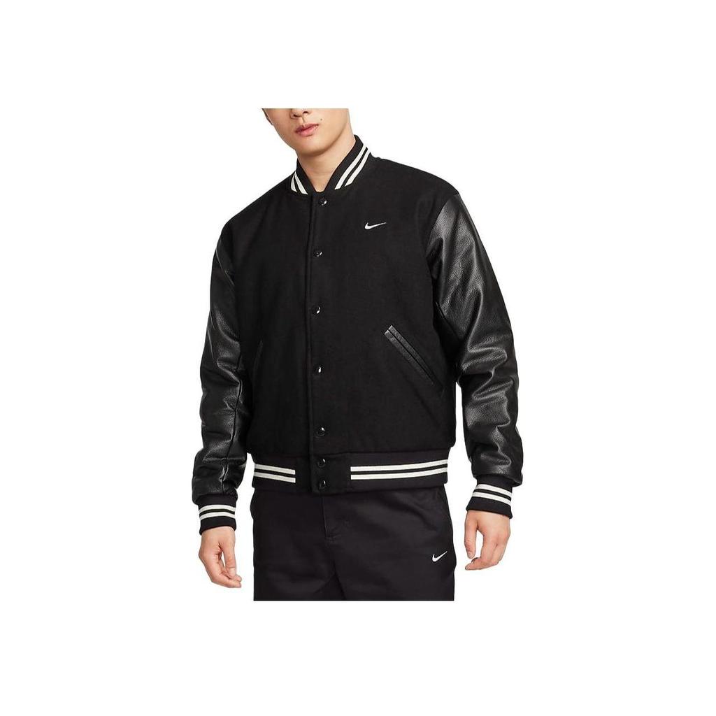 Nike Casual Campus Long Sleeve Stand Collar Jacket Men Jackets Black White FD7846-010