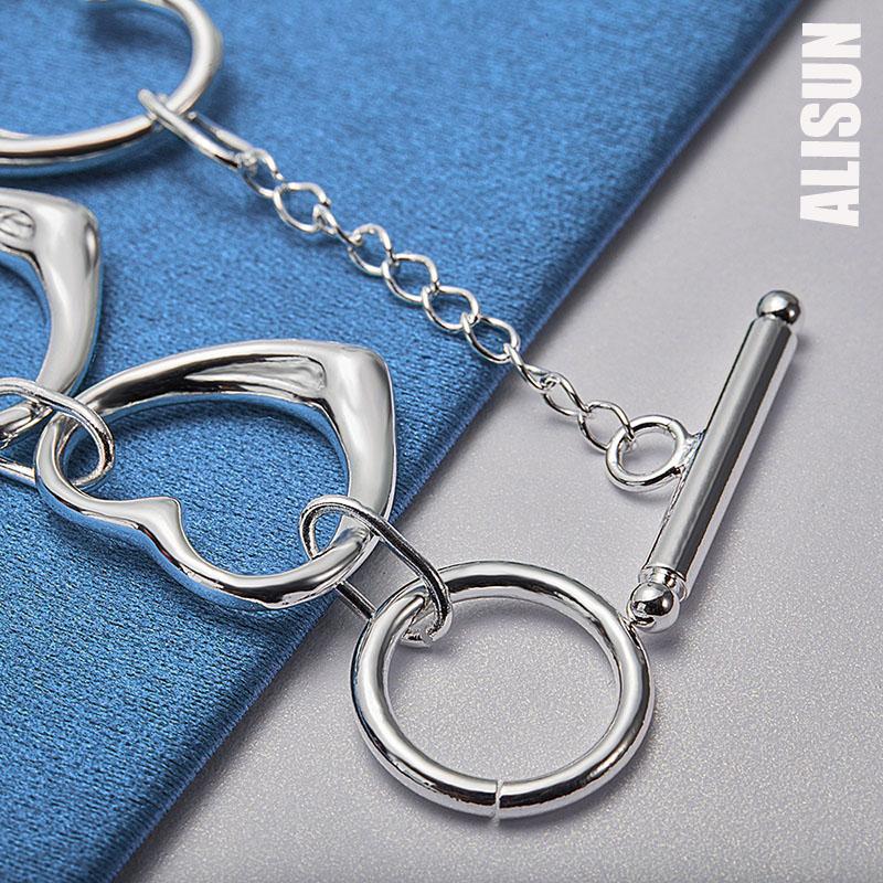 925 Sterling Silver Six Heart Bracelet Fashionable Wedding Jewelry