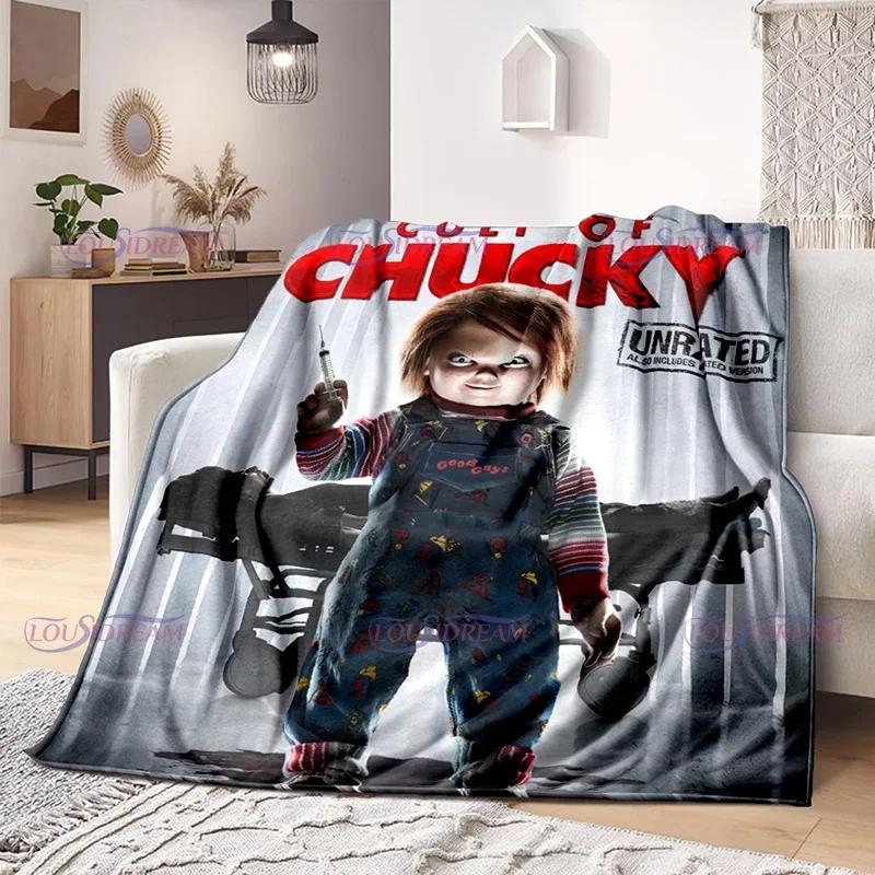 Watching Horror Stimulate Movie Blanket Child Play Character Chucky Blanket Home Couch Warm Bedspreads Soft Flannel Blanket