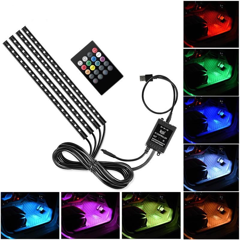 

E7U72 USB 5V RGB Car Ambient Light 72 LED Voice Control Light Strip for Bedside,TV Background Type A