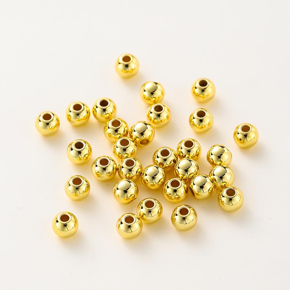 20-100 Stück 14K 18K Gold Platin Beschichtet Rund Lose Abstandhalter Kupferperlen Endperlen Für Diy Schmuck Halskette Perlenzubehör