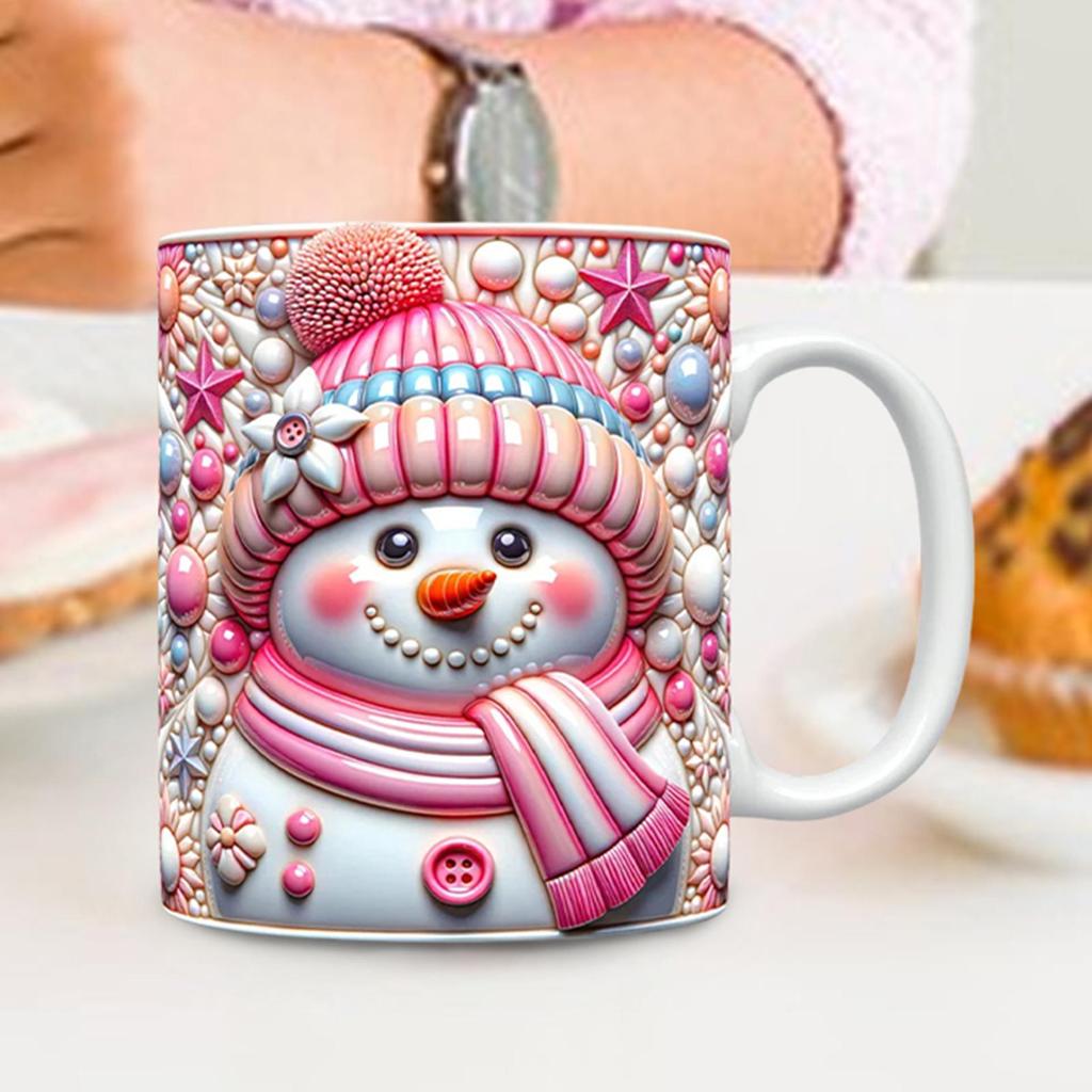 Christmas Mug Ceramic Holiday Mugs 3D Snowman Design Drinkware With Handle For Tea Chocolate Beverage Women Girls Holiday Tea