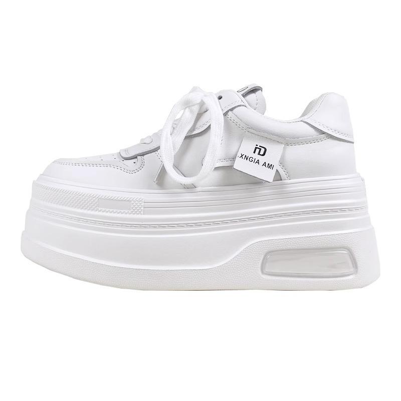 Cowhide Small Women's Shoes New Leather Little White Shoes Casual Inner Height Increase Muffin Small Size Thick Baseplate Shoes Women