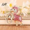 Metal Bag Charm Bling Rhinestone Lamb Keychain for Backpack Goat Car Key Zinc Alloy Holder Ring Sheep Pendant Backpacks and Handbags Animal Backpack