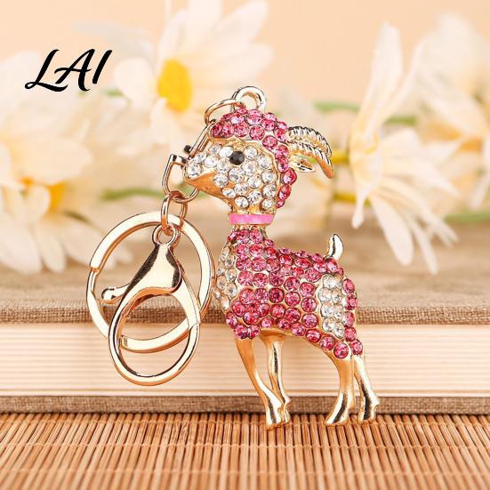 Metal Bag Charm Bling Rhinestone Lamb Keychain for Backpack Goat Car Key Zinc Alloy Holder Ring Sheep Pendant Backpacks and Handbags Animal Backpack