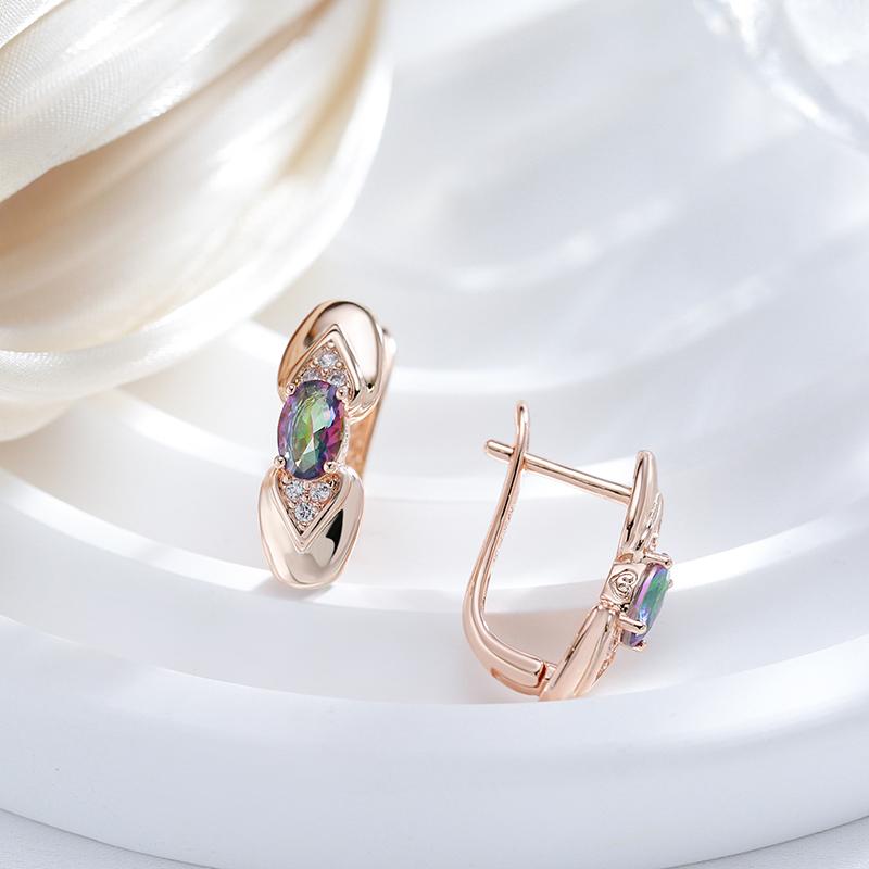 Trendige Rosegold Farbe Englische Ohrringe Für Damen Glänzend Bunt Natürliche Zirkon Accessoires Vintage Täglich Feiner Schmuck