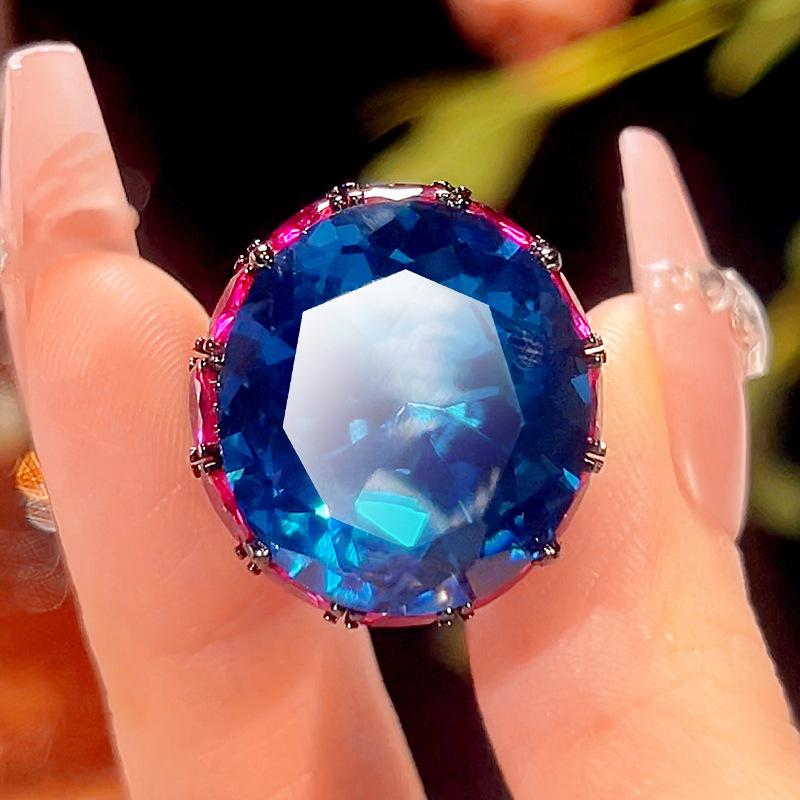 Jewelry Copper Bottom Gold-Plated Simulation Dry Rose Light Luxury Inlaid Ancient Ring Stone 18 * 20