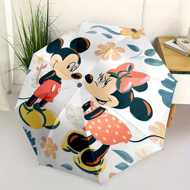 

Mickey Mouse,Minnie Mouse Automatic Folding Umbrella - Simple 8-Rib Design, Bright Cartoon Pattern, Durable Iron Frame, Suitable For Travel,