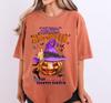 Comfort Colors®Personalized Halloween Family Shirt,Custom Haunted Pumpkin Tee,Spooky Witch Hat Family Name Tee,Halloween Matching Family Tee