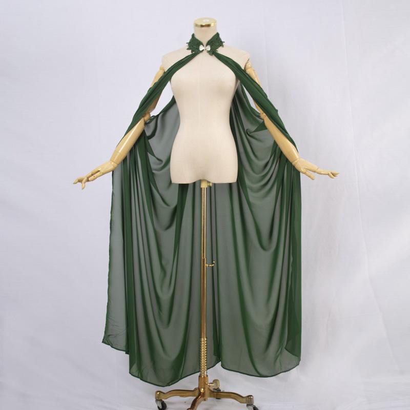 Womens Ladies Chiffon Sheer Mesh Halter Fairy Elf Elven Cloak Shawl Wedding Dress Cape