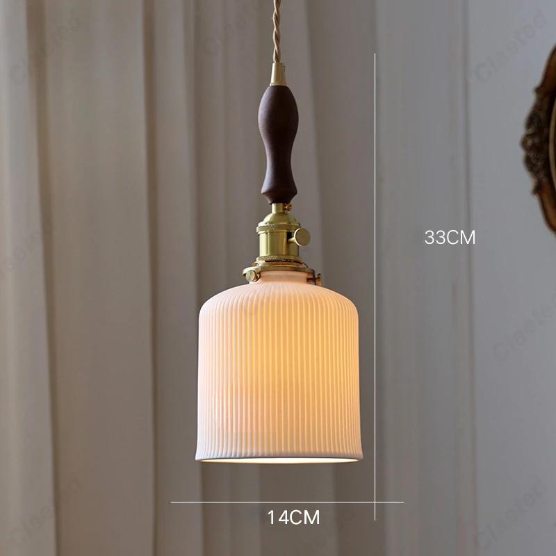 Simple LED Ceramic Lampshade E27 Bedroom Bedside Lighting Pendant Lamp Living Room Dining Room Corridor Bar Atmosphere Lighting