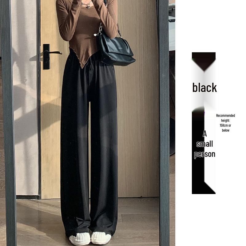 Damen Graue Hochtaillierte Cupro Sommerhose mit Weitem Bein - Petite, Leicht, Gerades Bein (145-150cm)