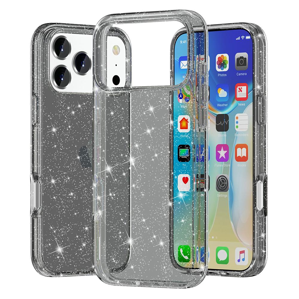 For iPhone 17 Pro Case Sparkly Powder Glitter Shiny Soft TPU+Hard PC Back Cover