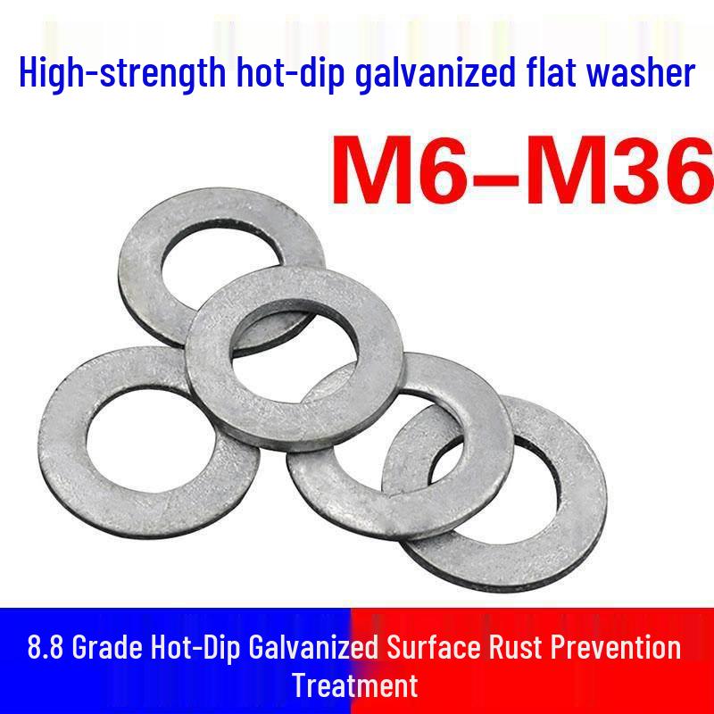 Thickened Hot-Dip Galvanized Washer & Nut Set with Spring Washers, M6-M42