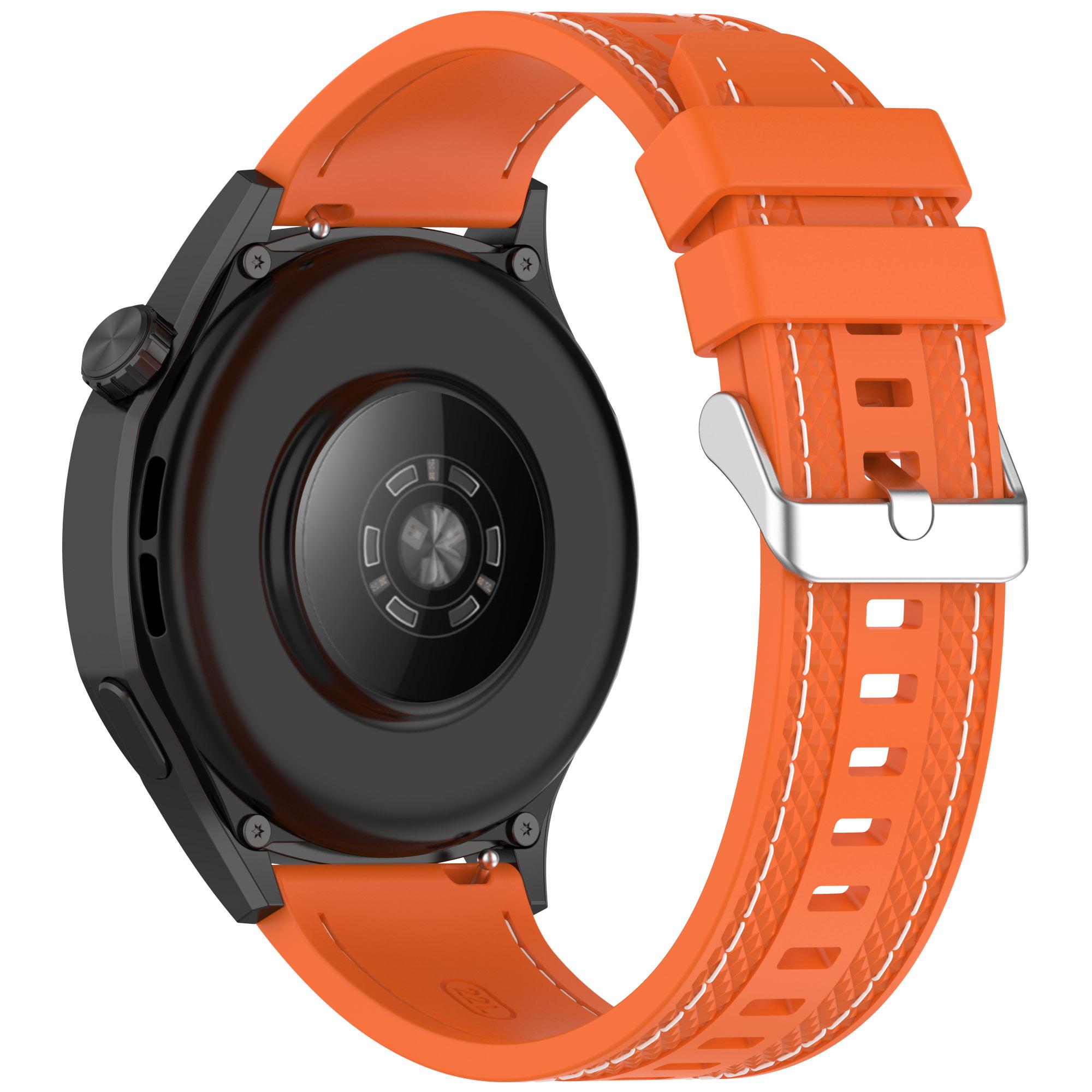 

For Huawei Watch GT 5 46mm/GT 4 46mm Silicone Watch Band Stitched Design 22mm Width Wrist Strap A