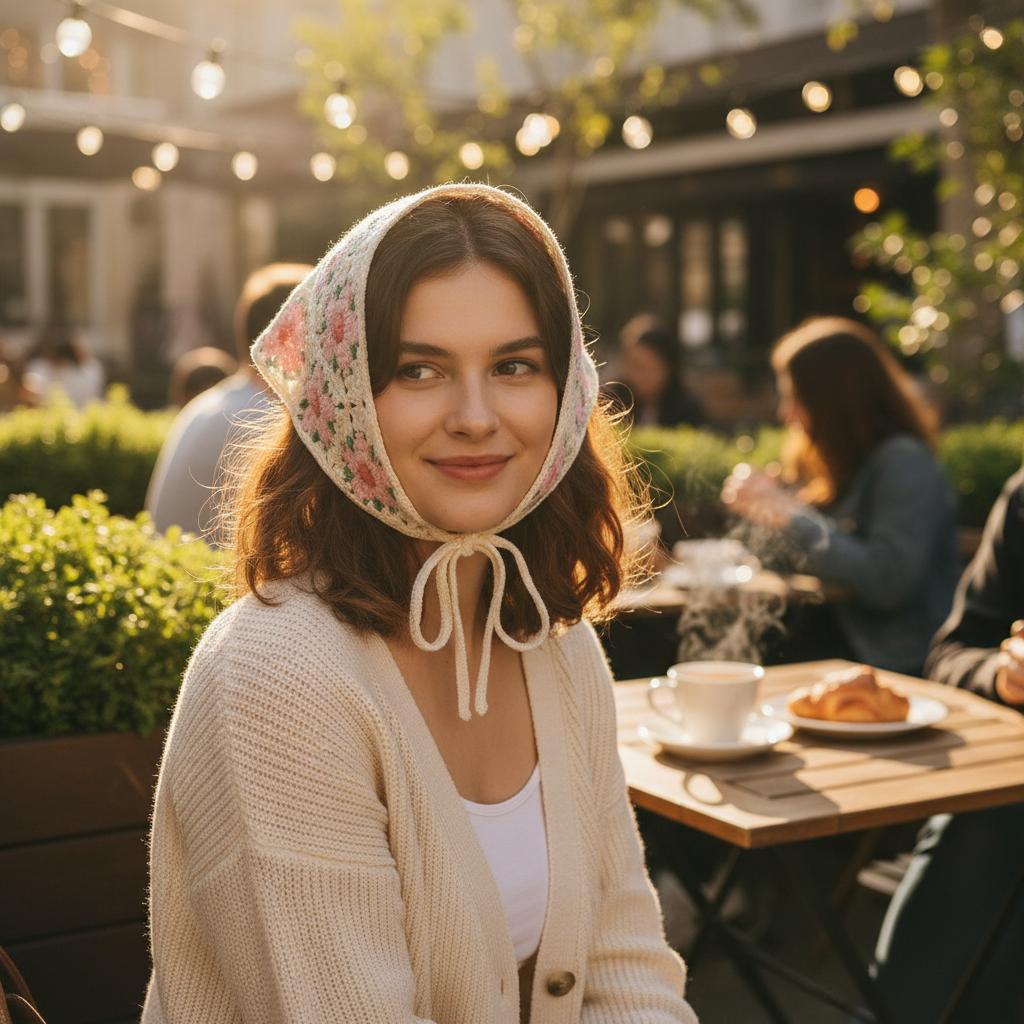 Lace Headscarf For Women Breathable Lightweight Sun-Protection French Style Summer Hat