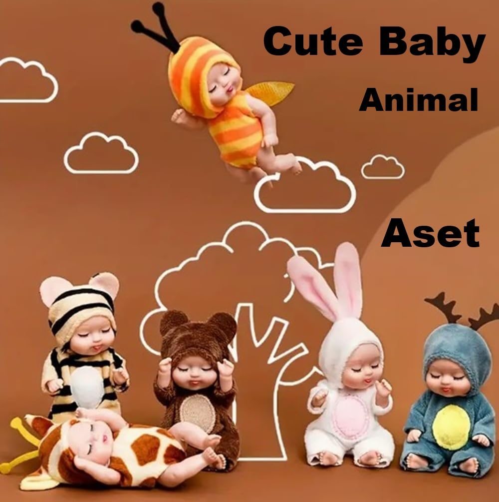 NiedlichBaby Baby Mini Baby Set aus Reborn Niedlichen Tier-Geschenkpuppen, Puppen, 6, Puppen, Kostüme, Verkleiden (Set A)