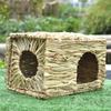 Hedgehog Bunny Handmade Natural Comfortable Foldable Woven Chew Toys Rabbit House Hay Hut Grass Bed