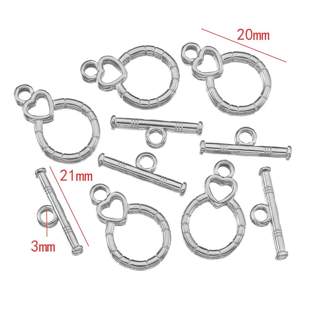 4sets Gold color Stainless Steel OT Toggle Clasps Clasps Love Heart Necklace Bracelet Buckle Connectors for Jewelry Making DIY
