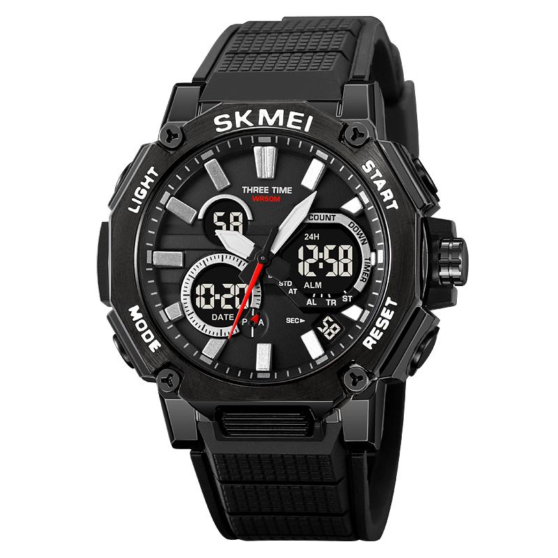 Skmei 2219 Famous Personalized Gents Digital Watch Perfect PU Strap Water Resist Double Display Character Sports Watch Supplier