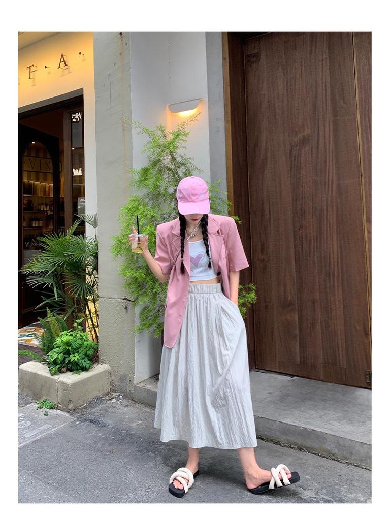 2026 Women's Retro French A-Line Knee-Length Umbrella Skirt